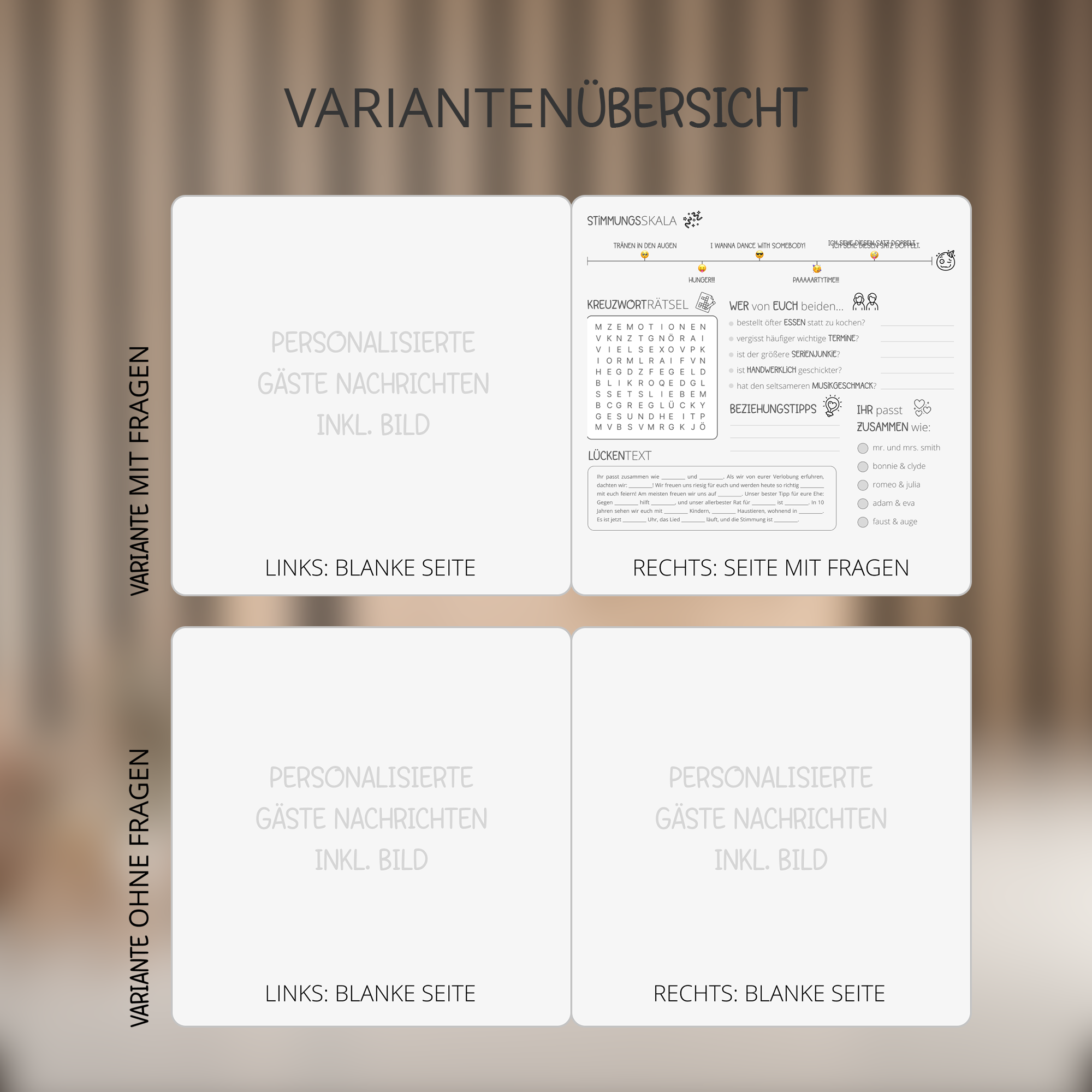 Hochzeitsgästebuch aus Holz - Personalisierte Lasergravur