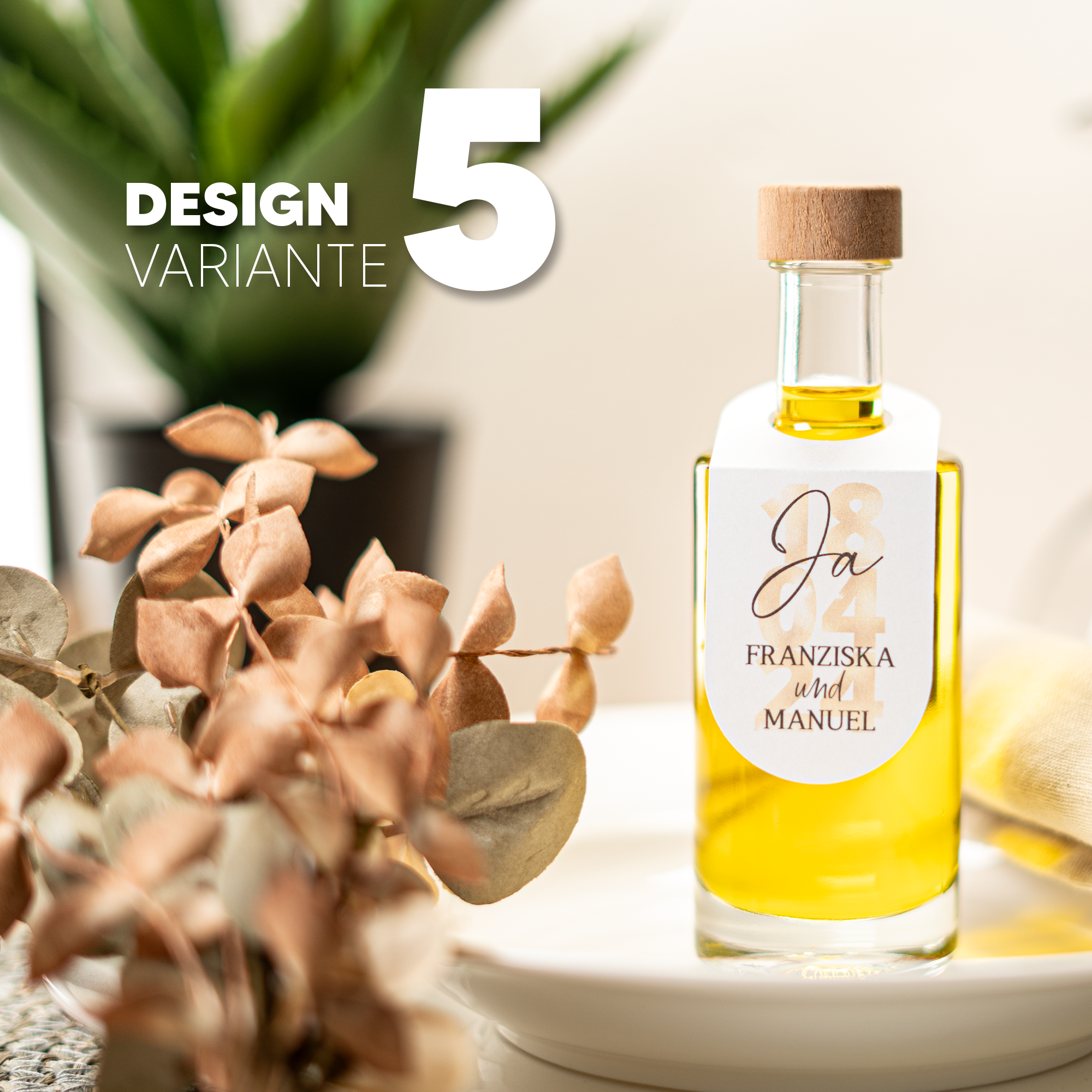 Glas mit personalisierter Papierbanderole | Gastgeschenk | z.B. Olivenöl, Rum, Likör, Sirup