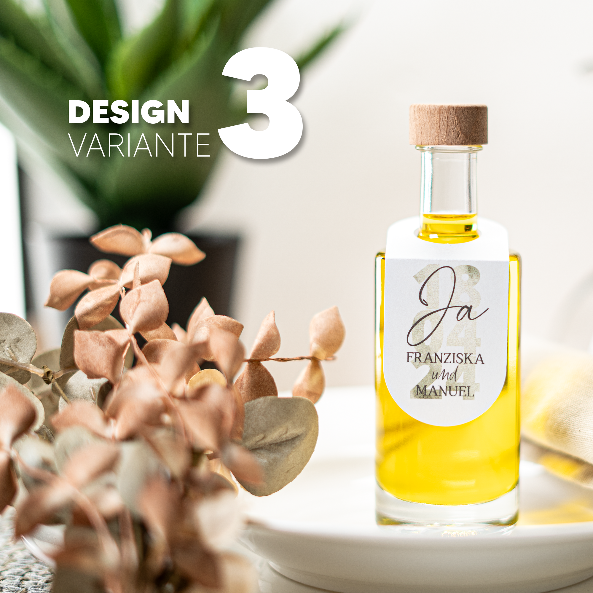Glas mit personalisierter Papierbanderole | Gastgeschenk | z.B. Olivenöl, Rum, Likör, Sirup