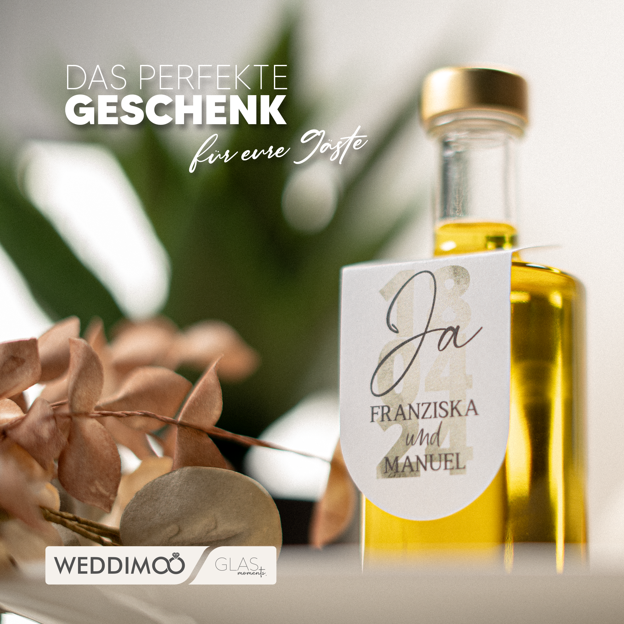Glas mit personalisierter Papierbanderole | Gastgeschenk | z.B. Olivenöl, Rum, Likör, Sirup
