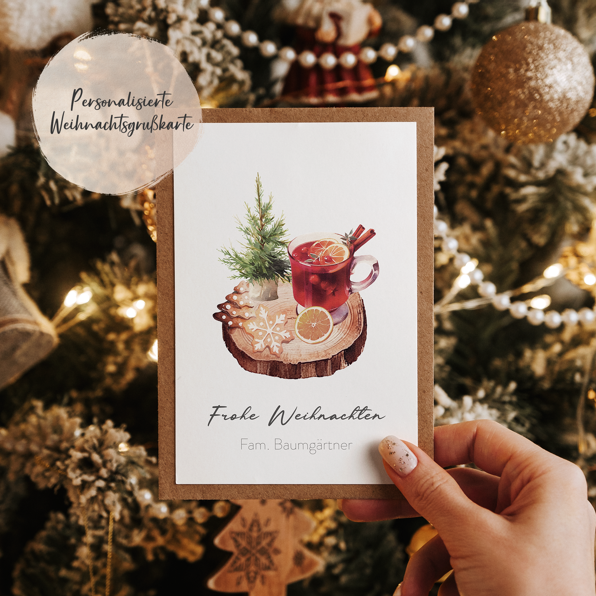 Weihnachtsgrußkarte - "MoodyWine" // 320g Struktur - Naturpapier // DIN A6