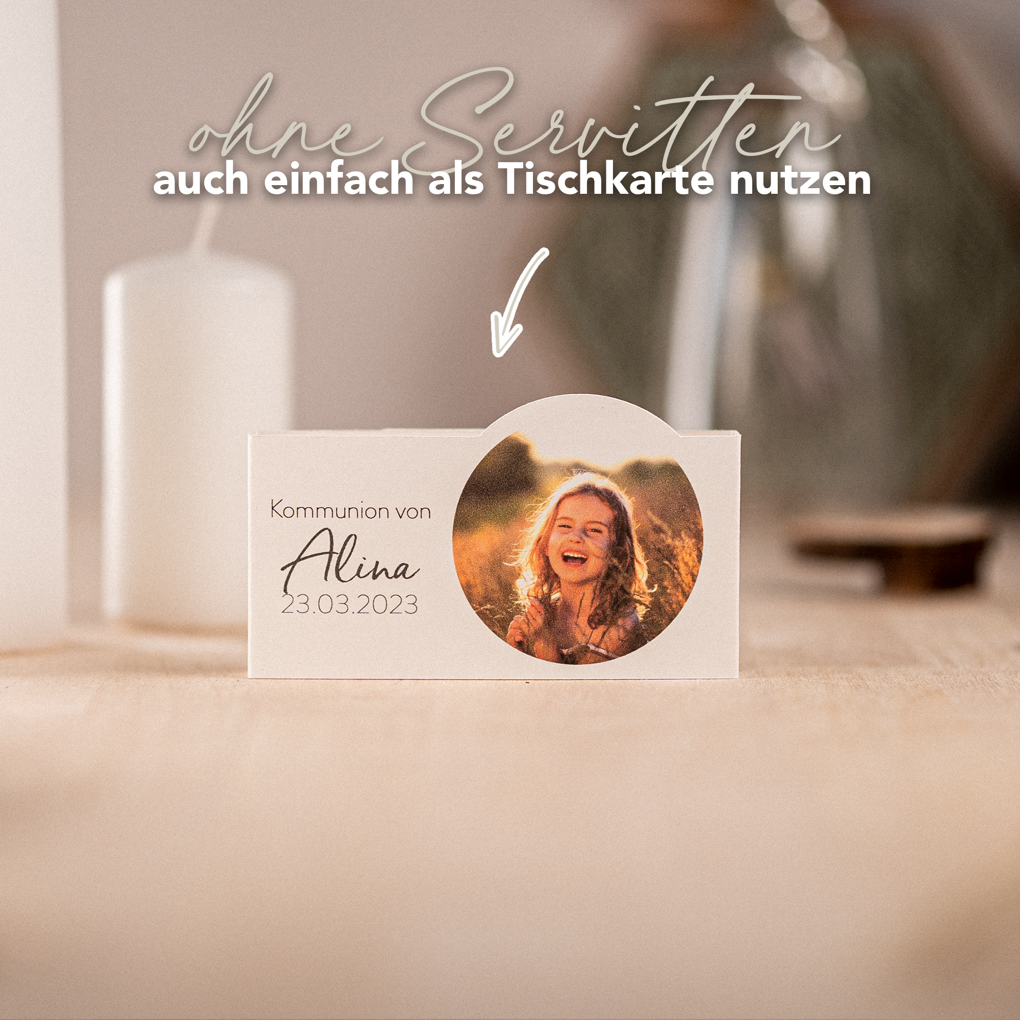 Servietten Banderole (6er Set) zur Taufe, Konfirmation und Hochzeit