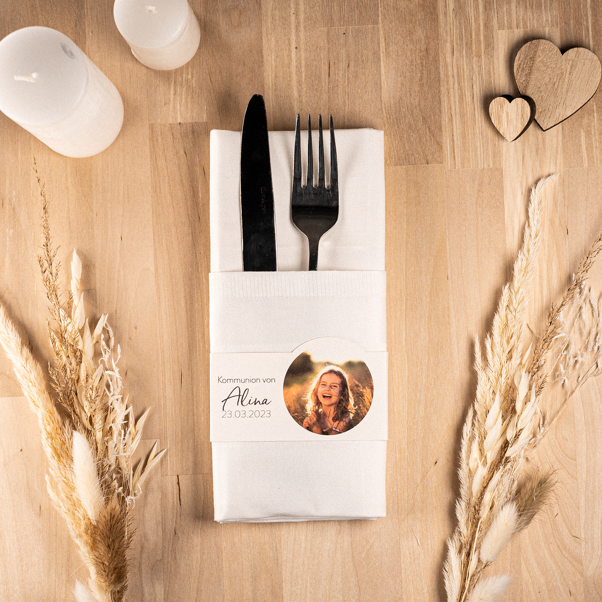 Servietten Banderole (6er Set) zur Taufe, Konfirmation und Hochzeit