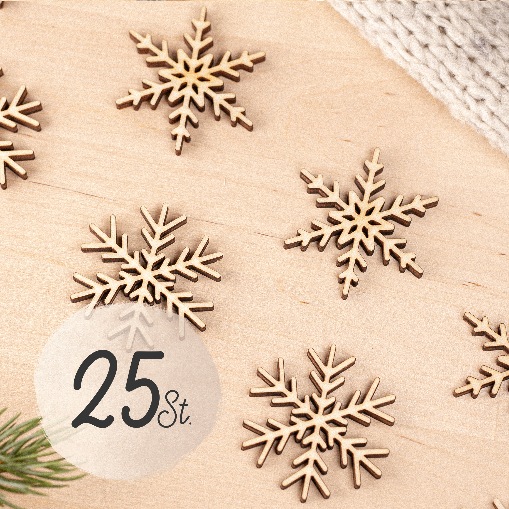 Schneeflocken - Holz - Streudekoration - Weihnachtstisch
