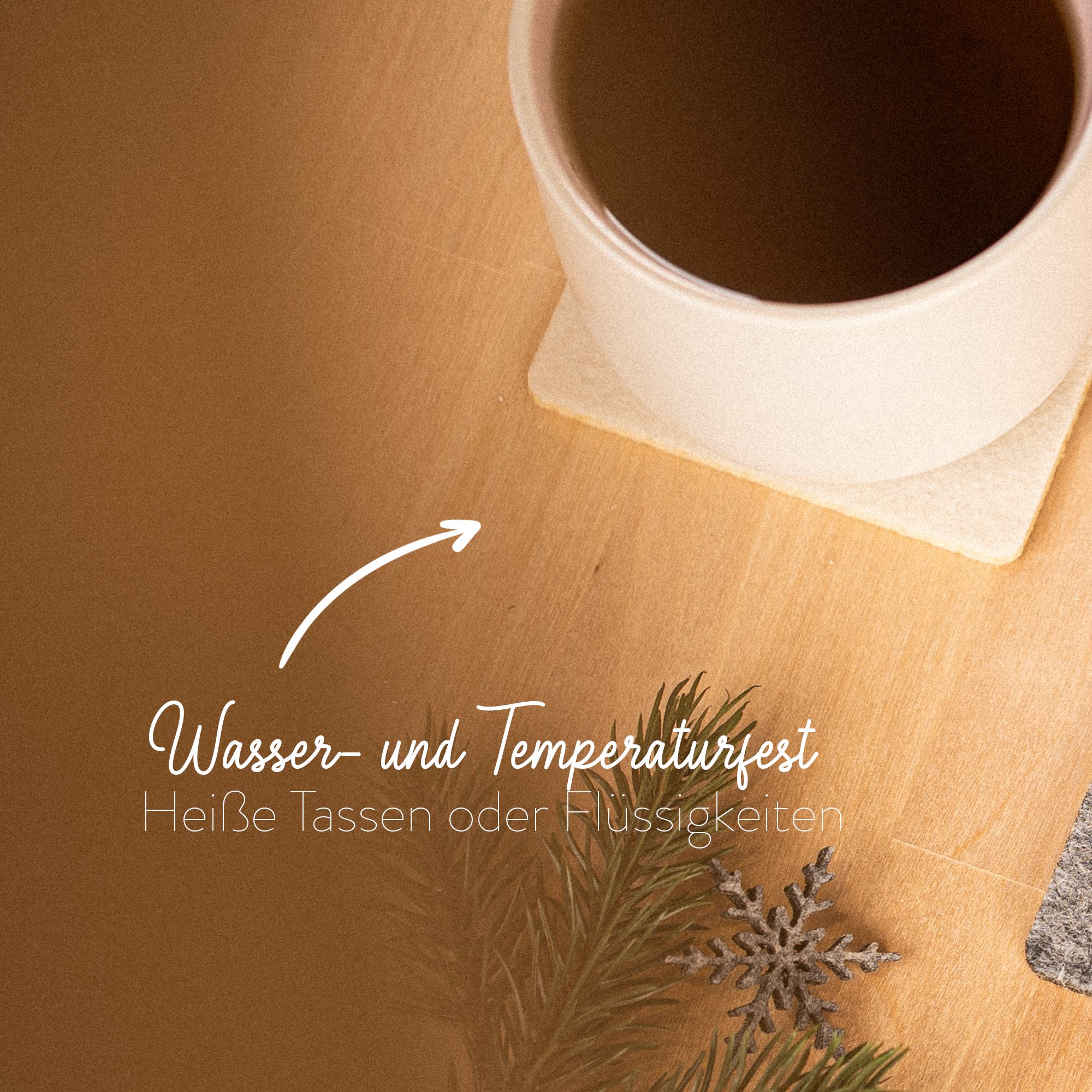 4er Set Filz Untersetzer für Gläser und Tassen, Weihnachten Tannenbaum, Christmastree, Rechteckig