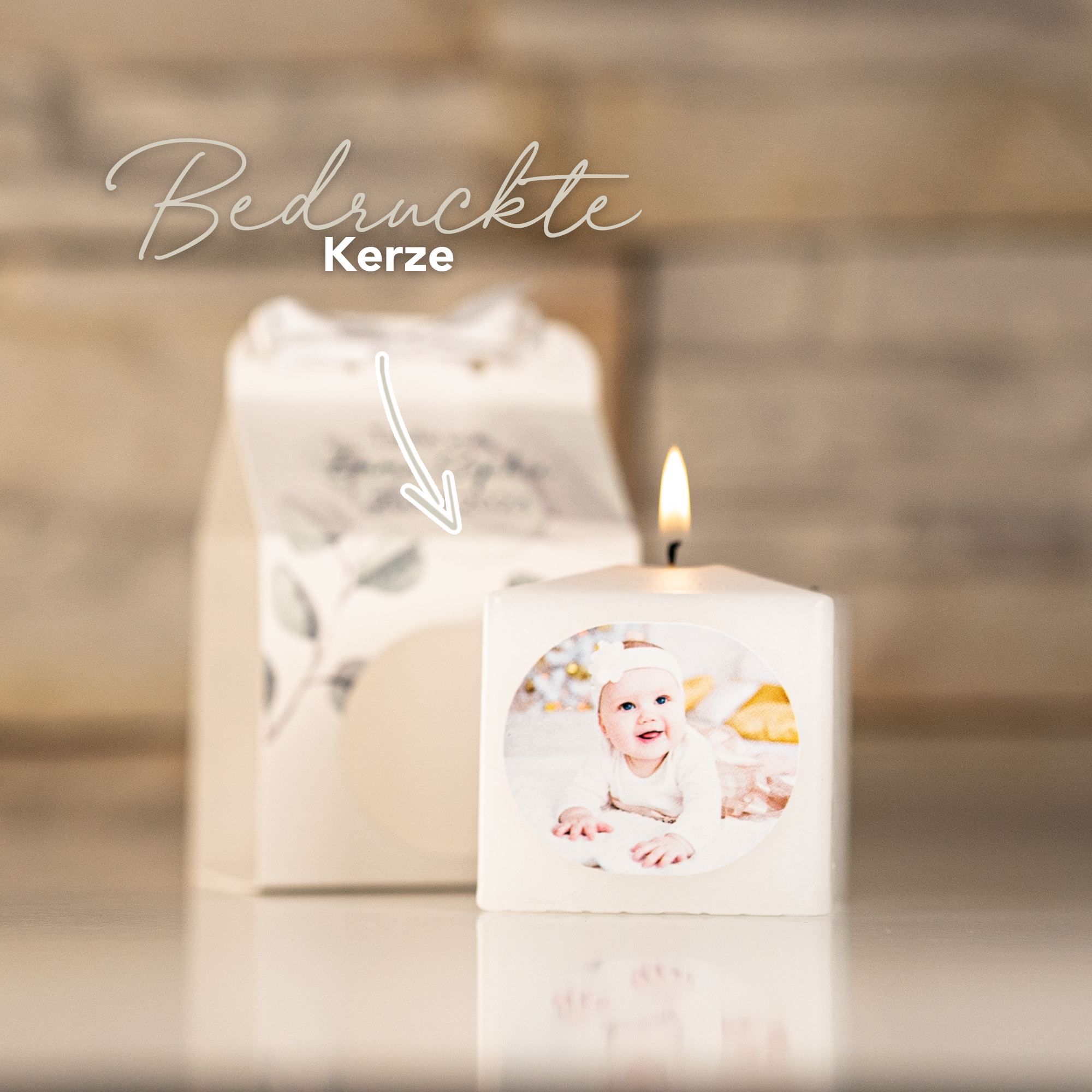 Kerzentasche Wildblume inkl. Viereck-Kerze - Gastgeschenk
