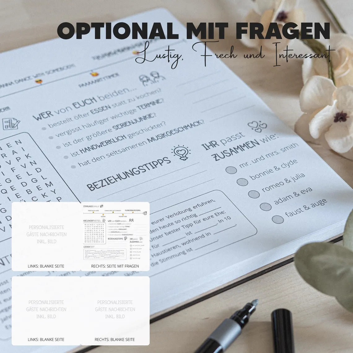 Hochzeitsgästebuch aus Holz - Personalisierte Lasergravur
