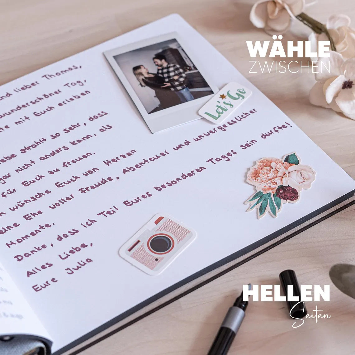 Hochzeitsgästebuch aus Holz - Personalisierte Lasergravur