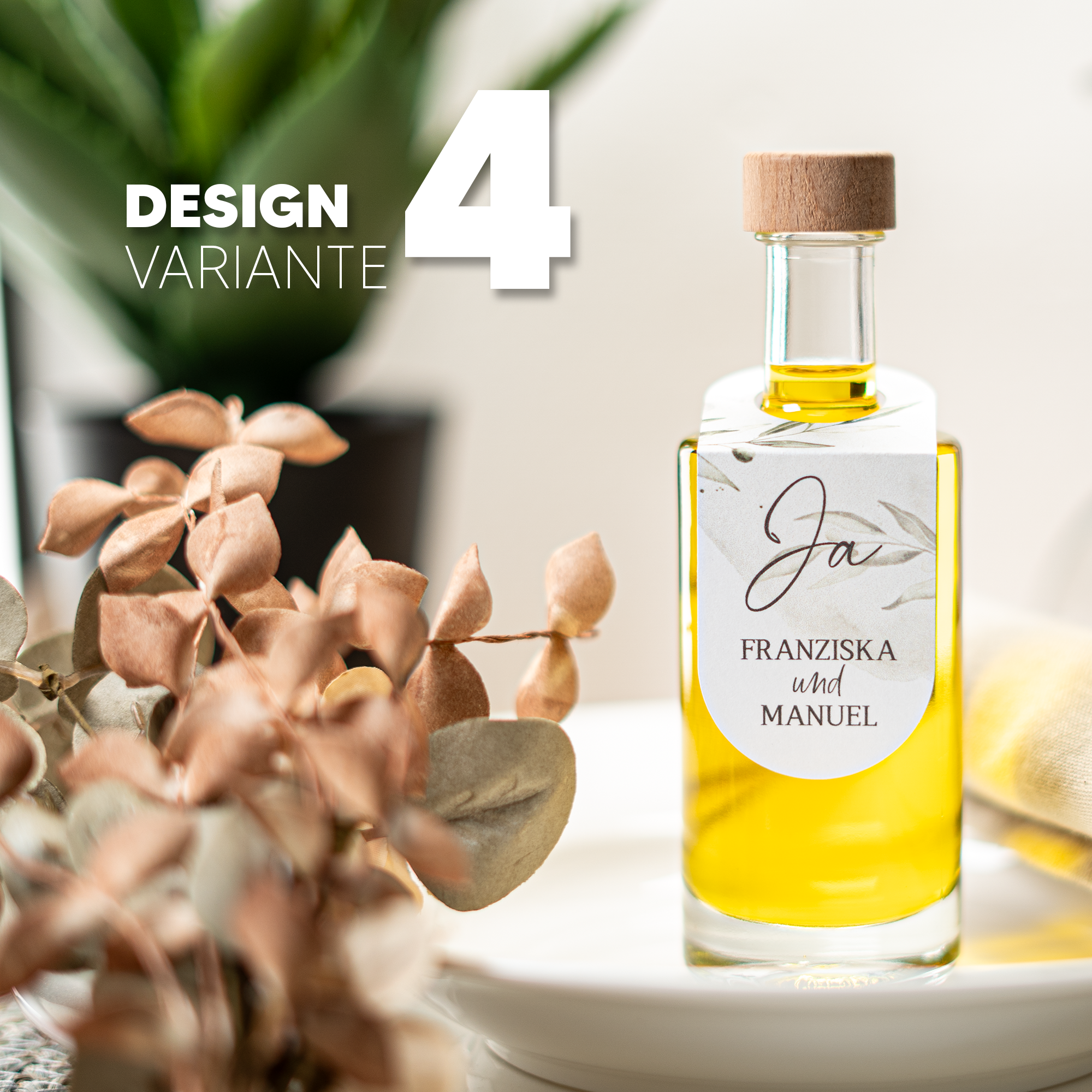 Glas mit personalisierter Papierbanderole | Gastgeschenk | z.B. Olivenöl, Rum, Likör, Sirup