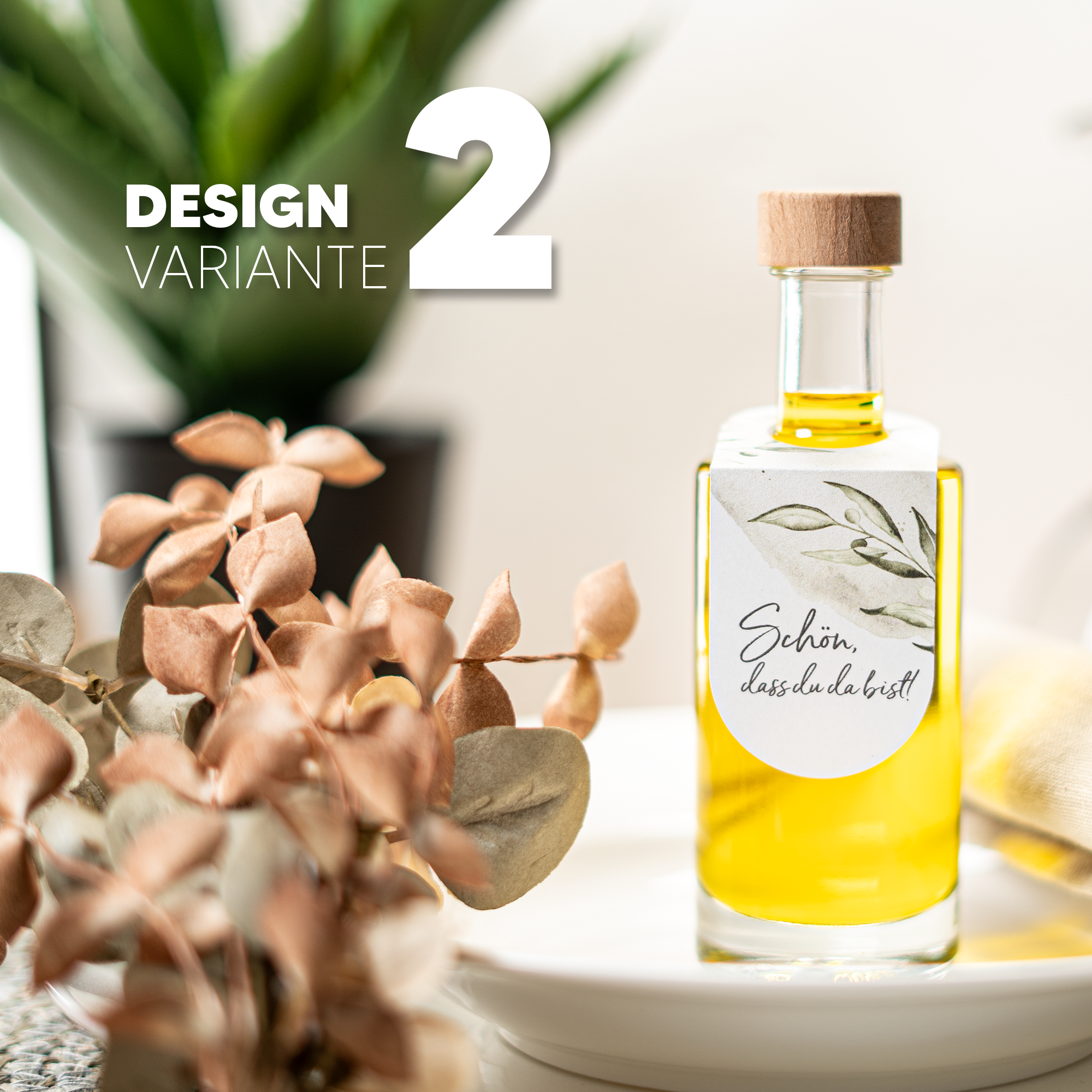 Glas mit personalisierter Papierbanderole | Gastgeschenk | z.B. Olivenöl, Rum, Likör, Sirup
