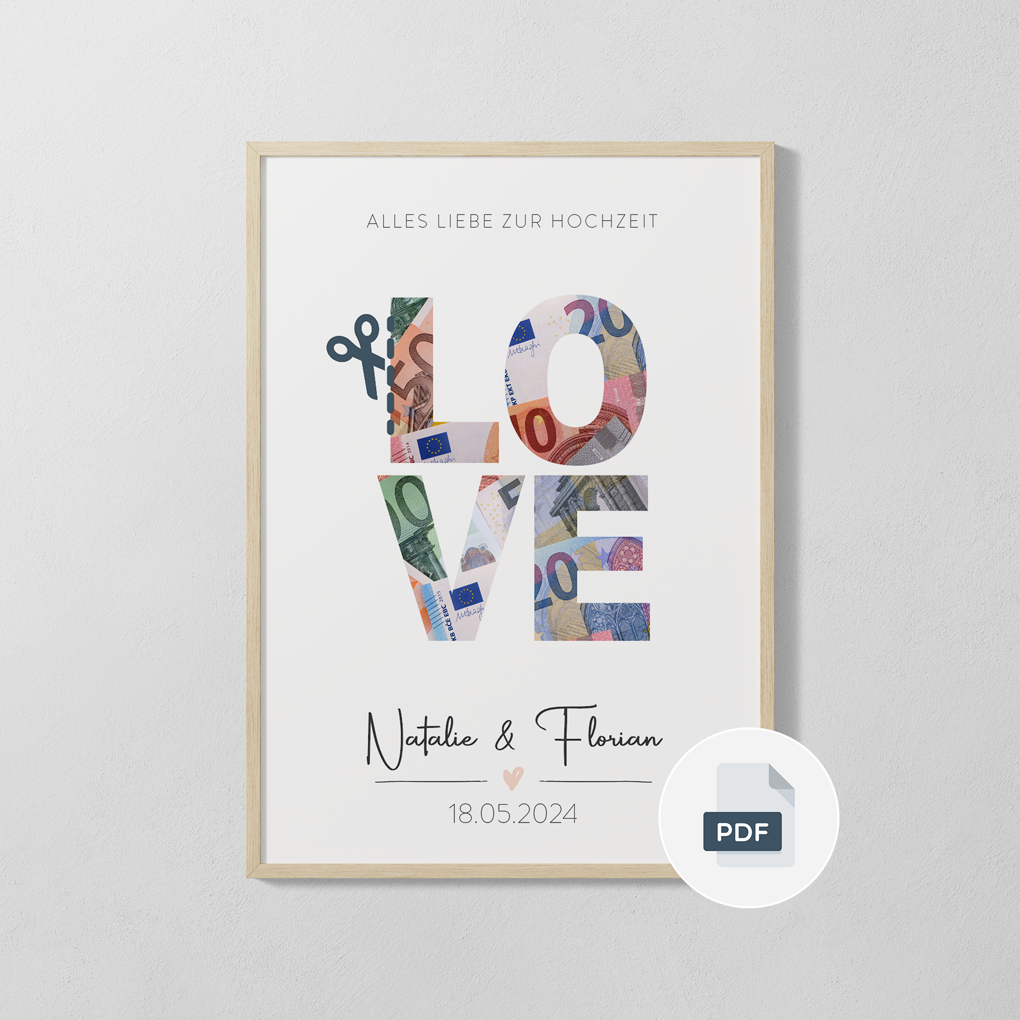 PDF Geldgeschenk LOVE - Sofort Download